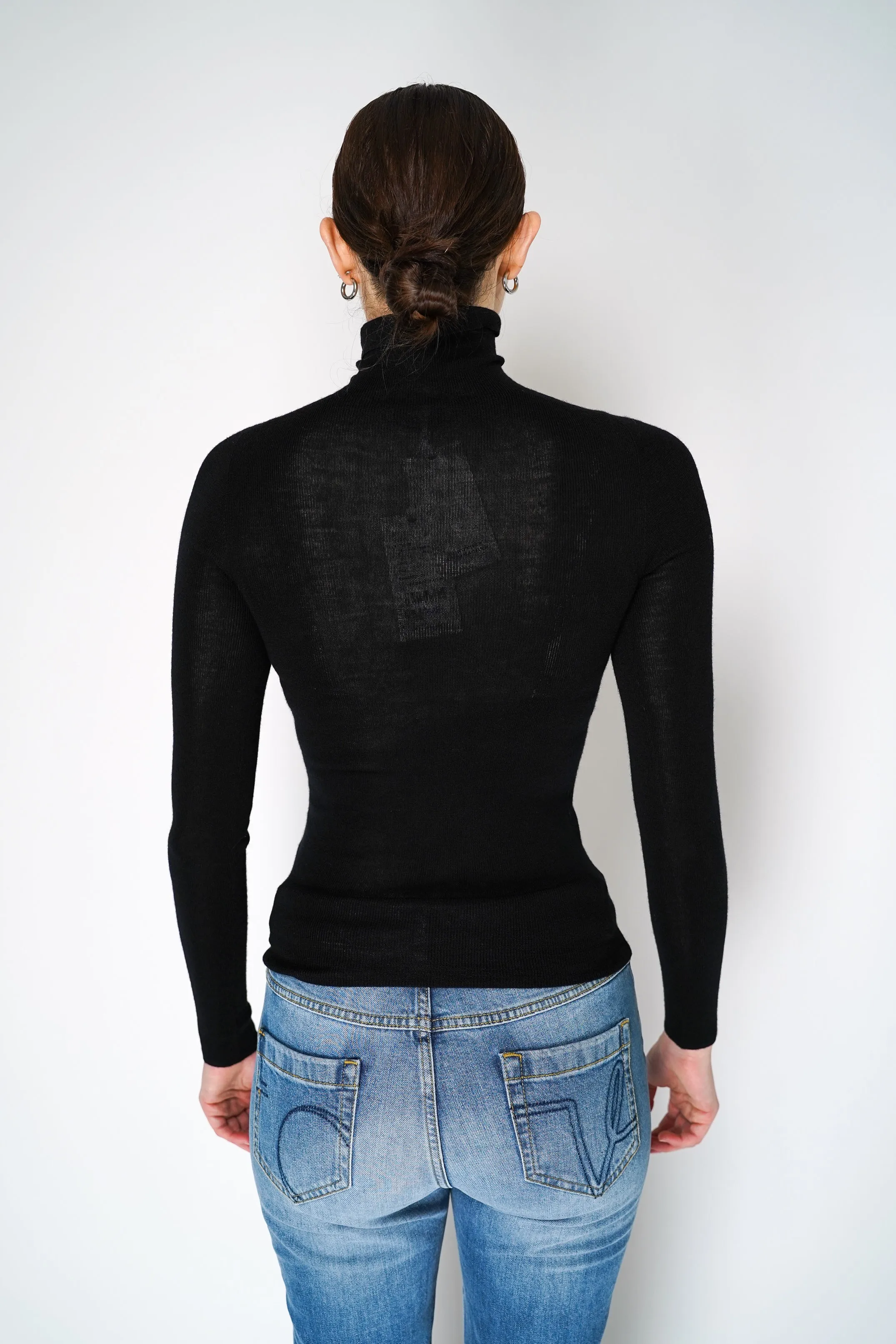 Dorothee Schumacher Fitted Knit Turtleneck Pullover in Black