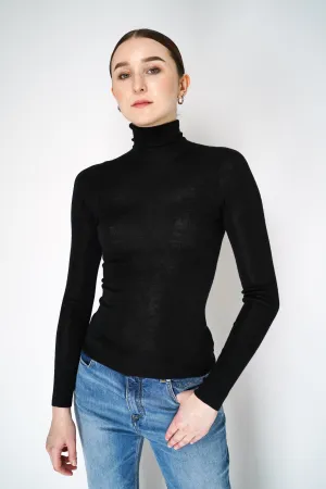Dorothee Schumacher Fitted Knit Turtleneck Pullover in Black