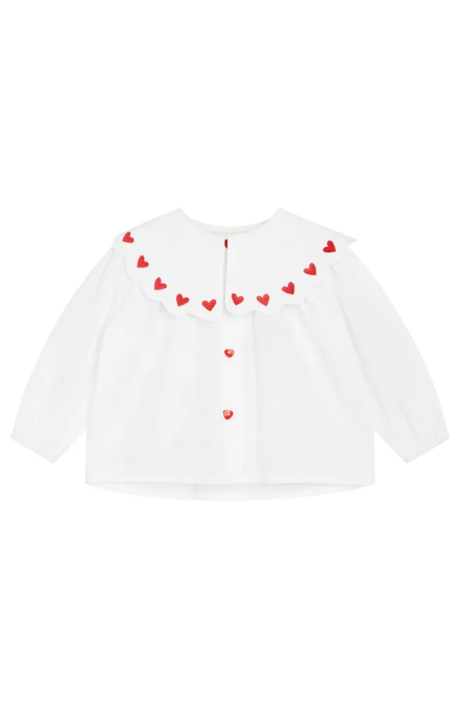 Ever Blouse - White/Rubi Red