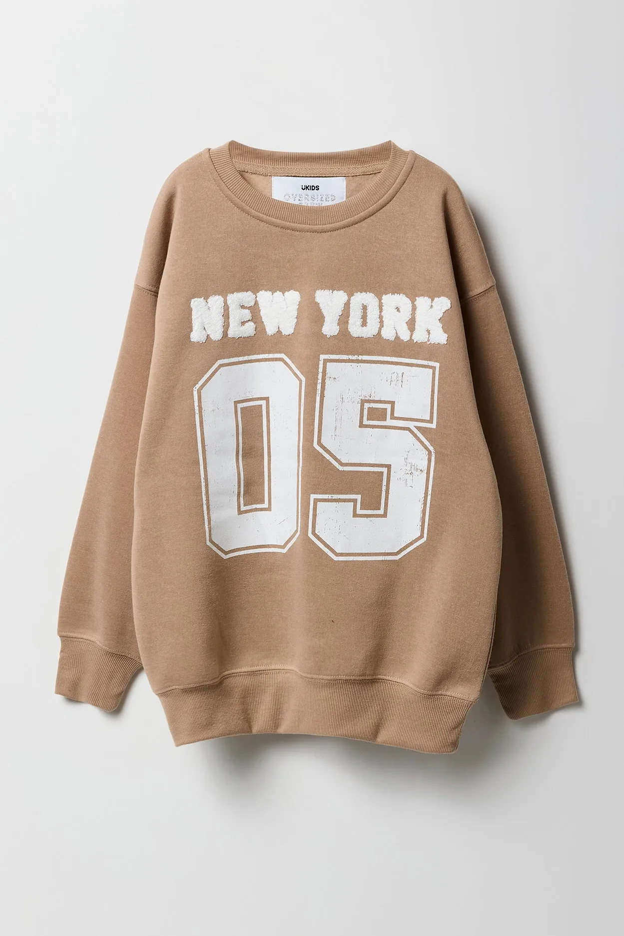 Girls Oversized Embroidered Fleece Sweatshirt