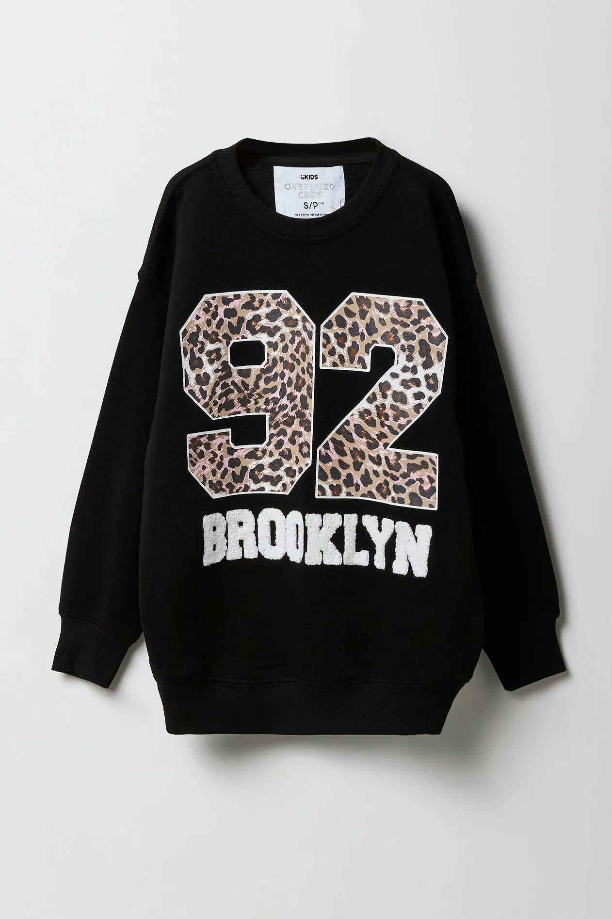 Girls Oversized Embroidered Fleece Sweatshirt