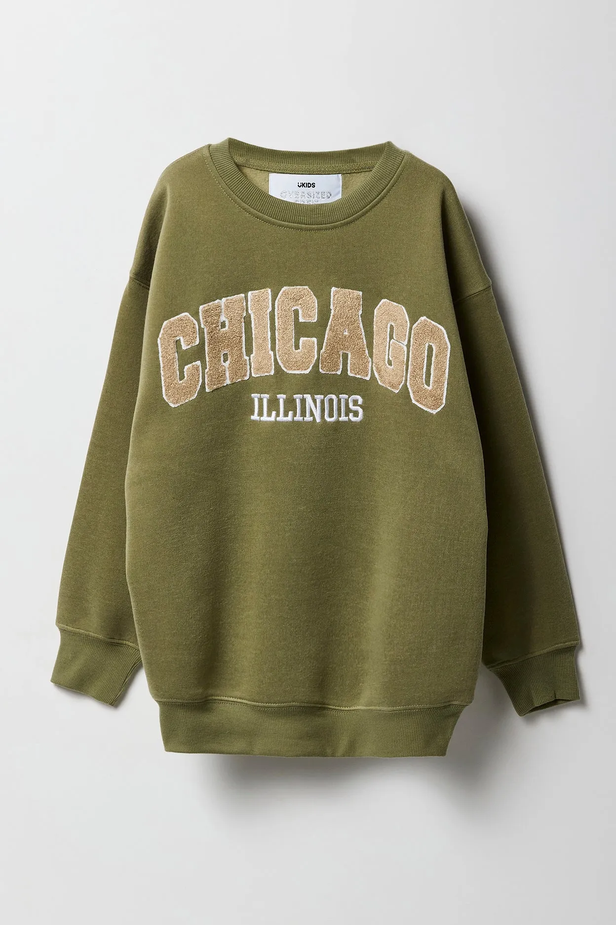 Girls Oversized Embroidered Fleece Sweatshirt