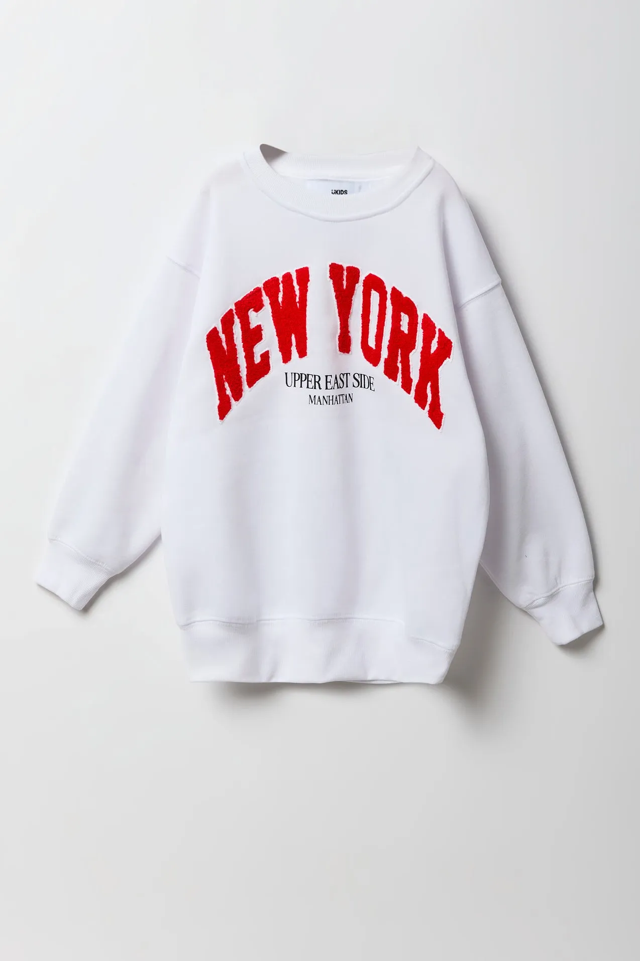 Girls Oversized Embroidered Fleece Sweatshirt