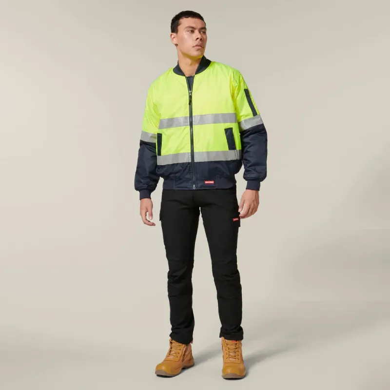 Hard Yakka Hi-Visibility 2 Tone Bomber Jacket Reflective Tape Hoodie