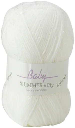 James Brett Baby Shimmer 4 Ply Yarn 100g (White - BYS4)