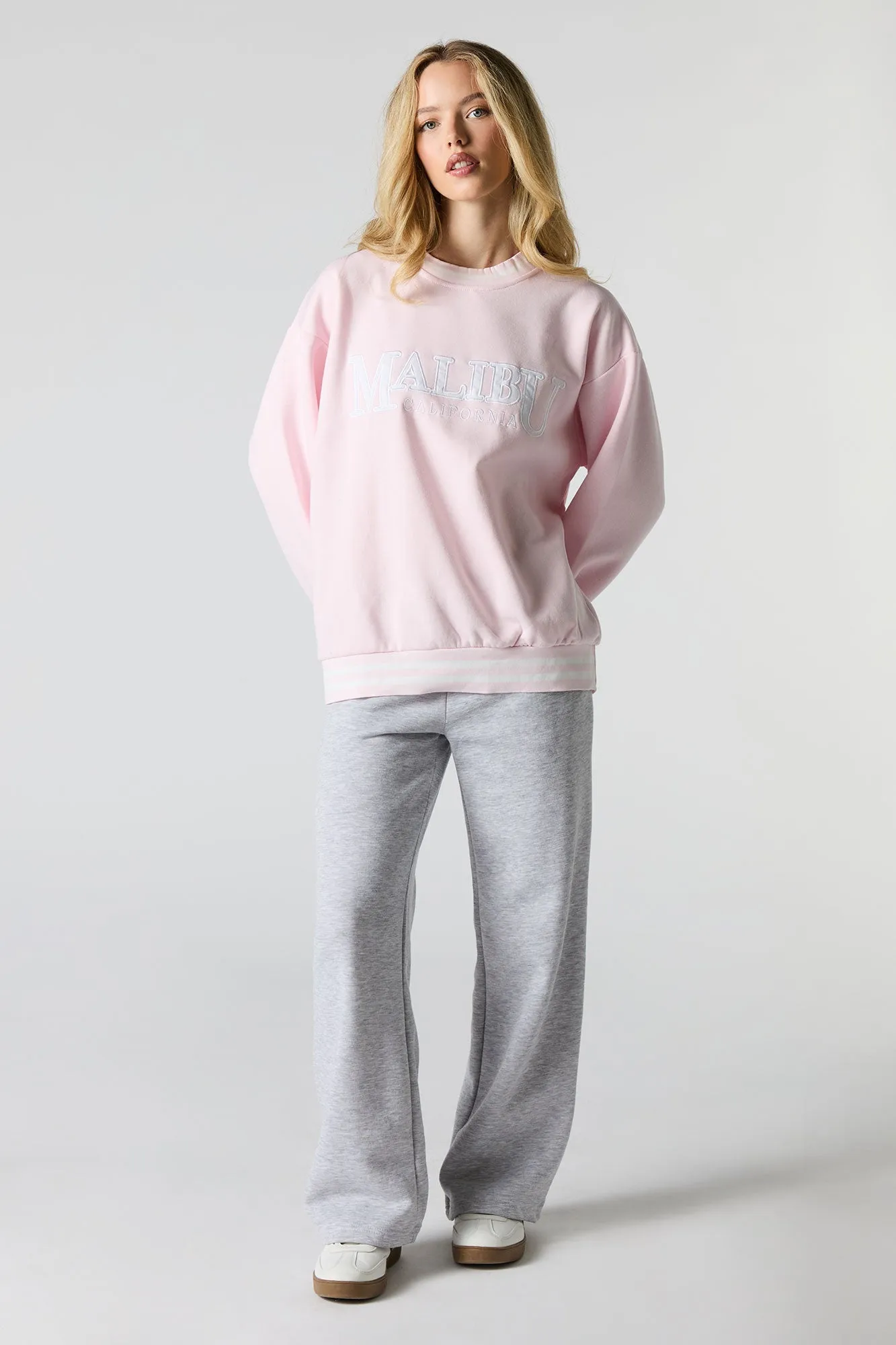 Oversized City Twill Embroidered Fleece Sweatshirt