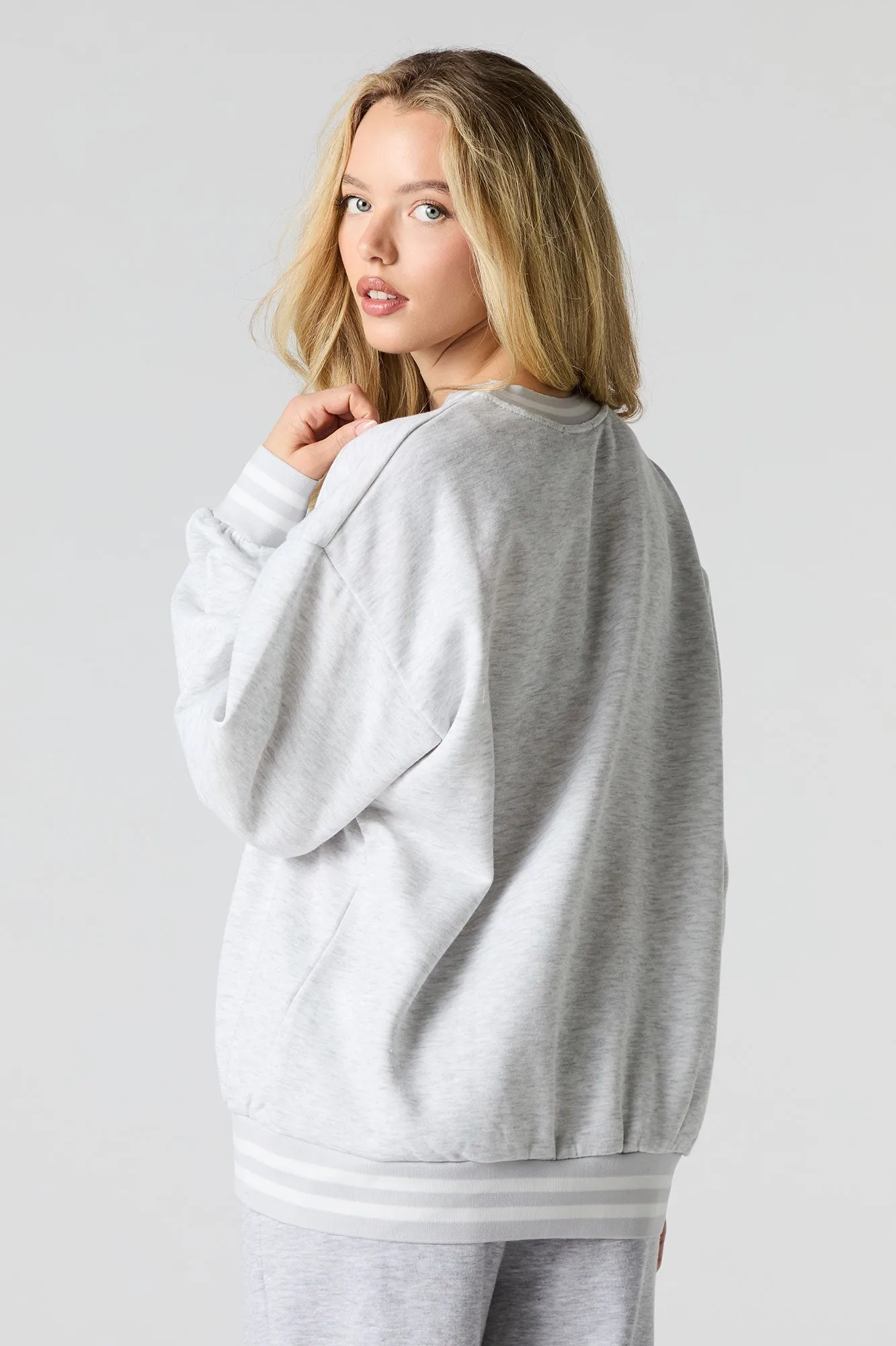 Oversized City Twill Embroidered Fleece Sweatshirt