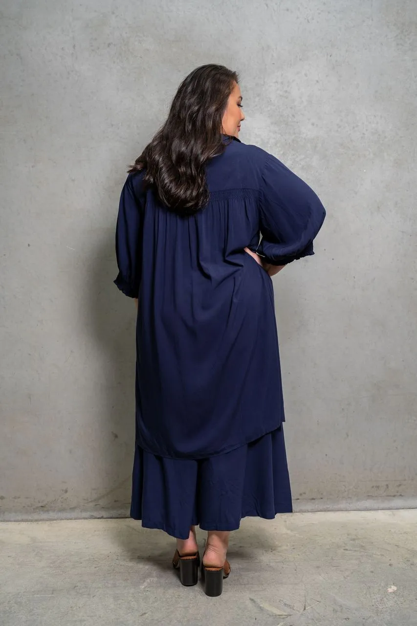 'SASS' Drawstring Top - Navy
