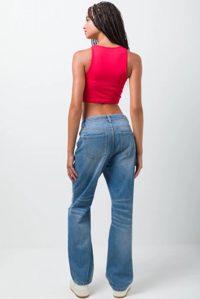Seamless Crop Vest Red