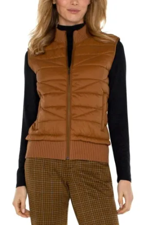 Sleeveless Quilted Full Zip Sweater Vest