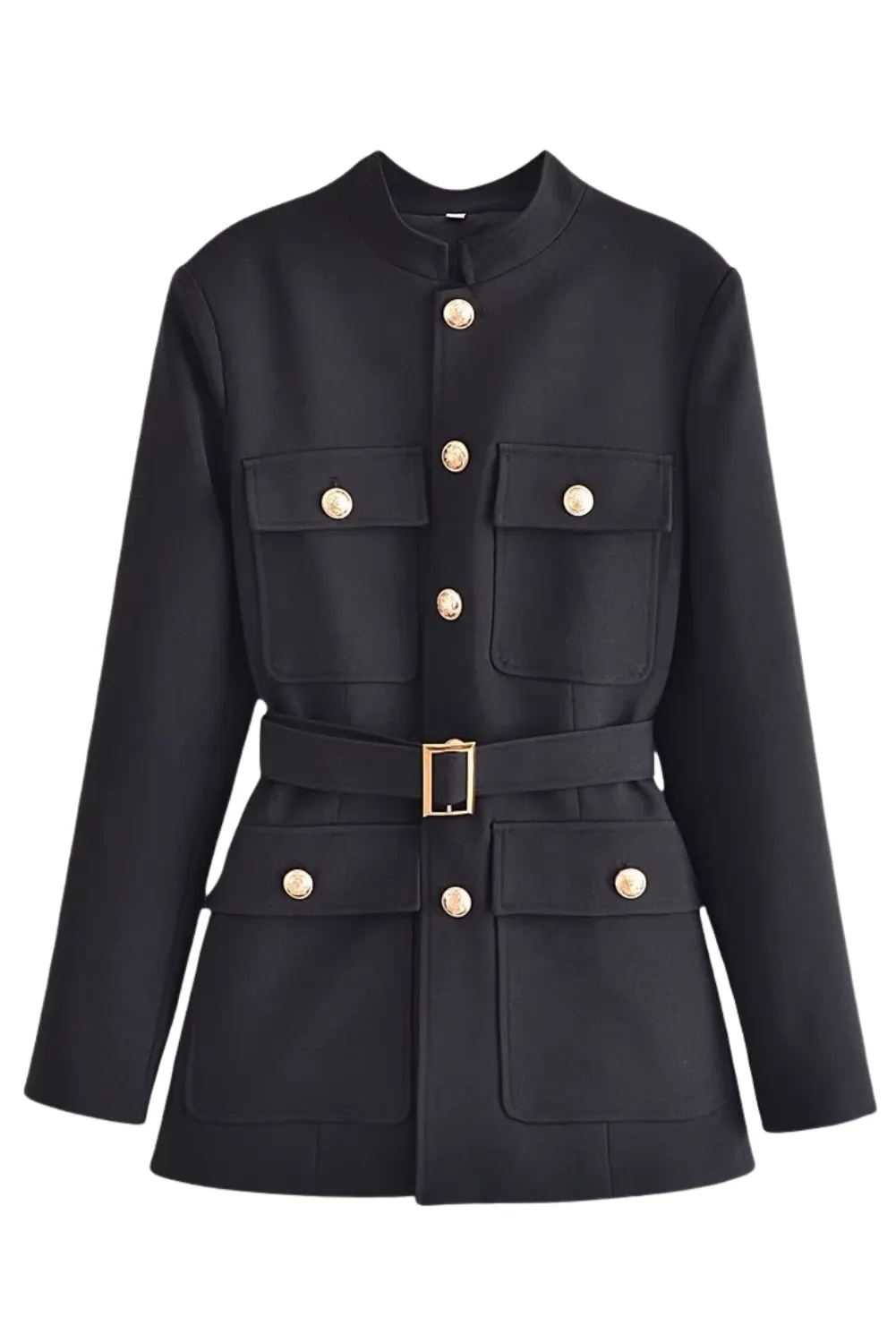 'Tamia' Single-breasted Belted Blazer Coat