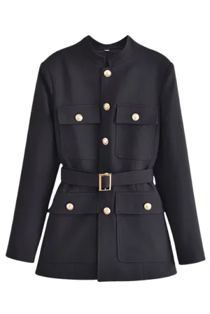 'Tamia' Single-breasted Belted Blazer Coat